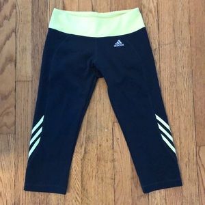 Adidas gray and yellow capris leggings